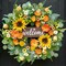 24-Inch Spring & Summer Wreath – Sunflowers, Daisies, Eucalyptus with Welcome Sign for Front Door, Porch, Indoor & Outdoor Home Decor
